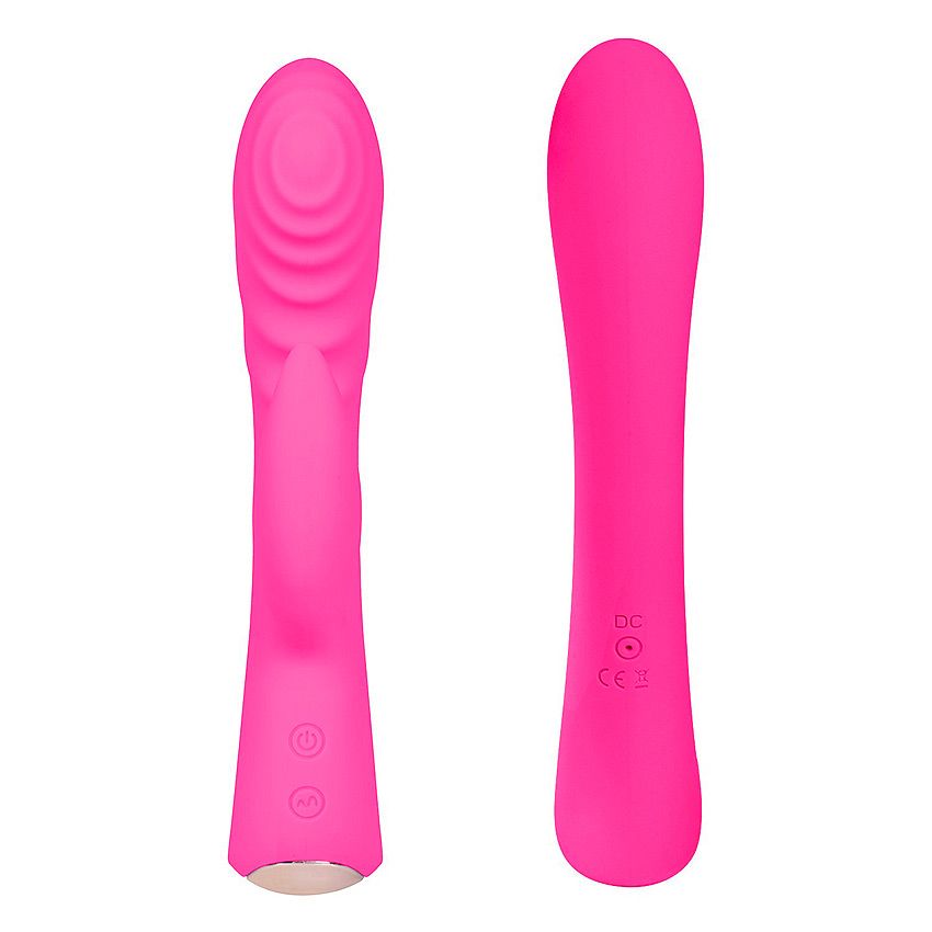 Ярко-розовый вибромассажер-кролик 5  Silicone Ripple Passion - 19,1 см.