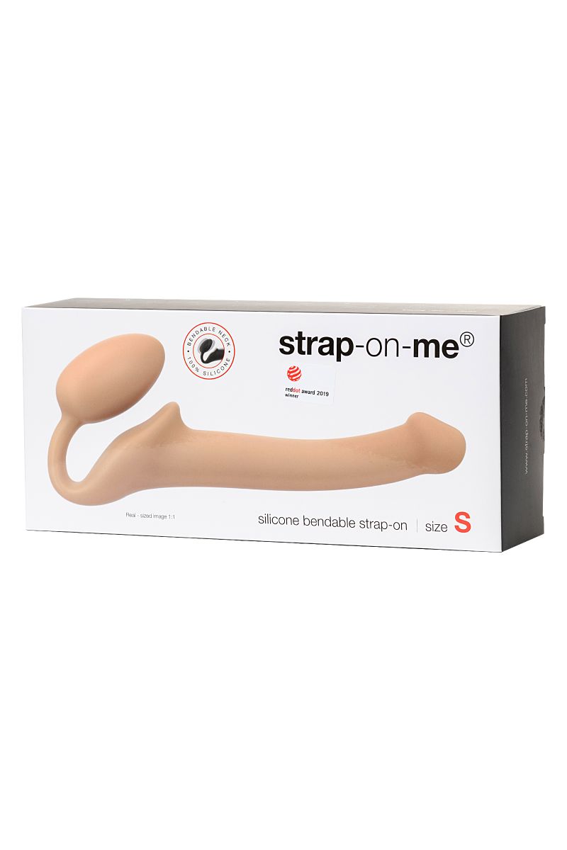 Телесный безремневой страпон Silicone Bendable Strap-On - size S