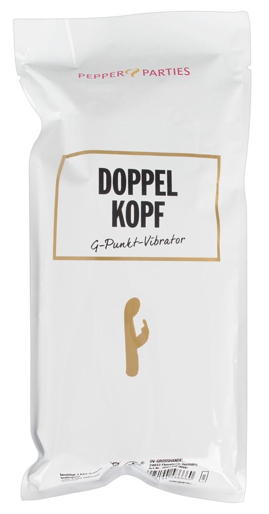 Бирюзовый вибратор-кролик Doppelkopf - 22 см.