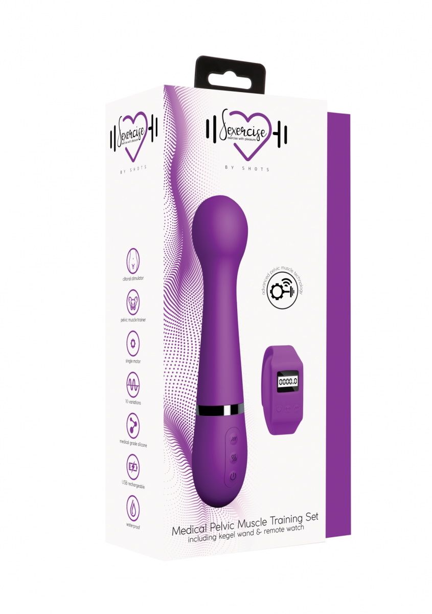 Фиолетовый вибромассажер Kegel Wand - 18,5 см.