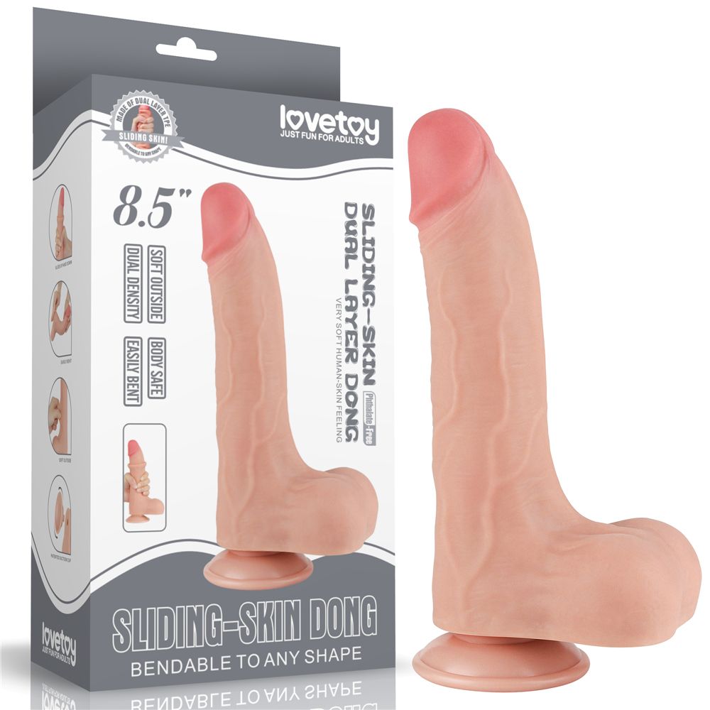 Телесный фаллоимитатор 8.5 Sliding Skin Dual Layer Dong - 22 см.