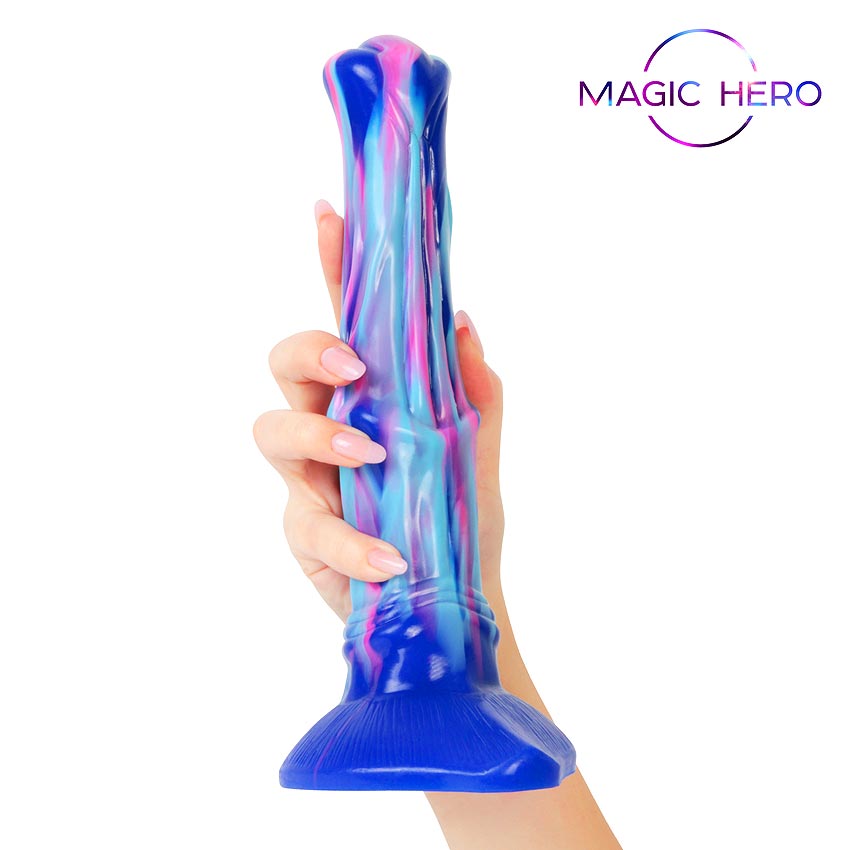 Сине-голубой фантазийный фаллоимитатор - 25 см.