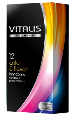 Цветные ароматизированные презервативы VITALIS PREMIUM color   flavor - 12 шт.