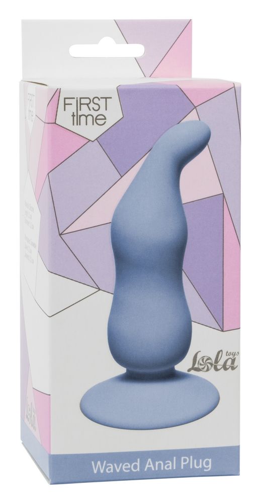 Голубая анальная пробка Waved Anal Plug Blue - 11 см.