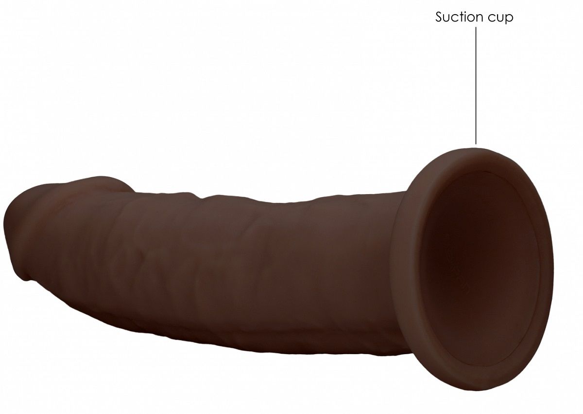 Коричневый фаллоимитатор без мошонки Silicone Dildo Without Balls - 22,8 см.