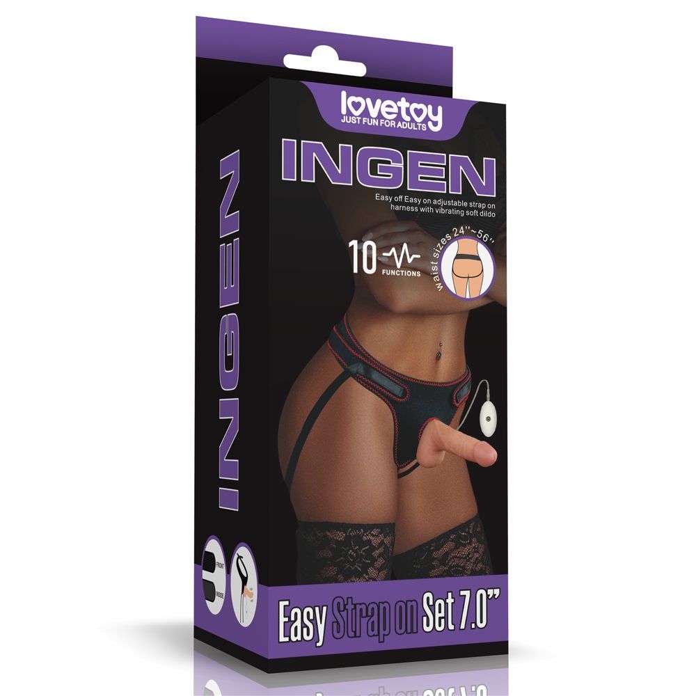 Женский страпон с вибрацией Vibrating Easy Strapon Set 7.0 - 18 см.