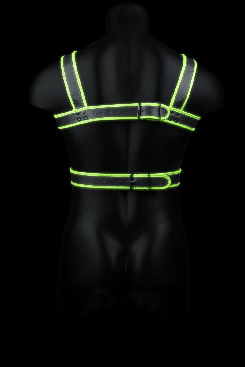 Стильная портупея Body Harness с неоновым эффектом - размер L-XL