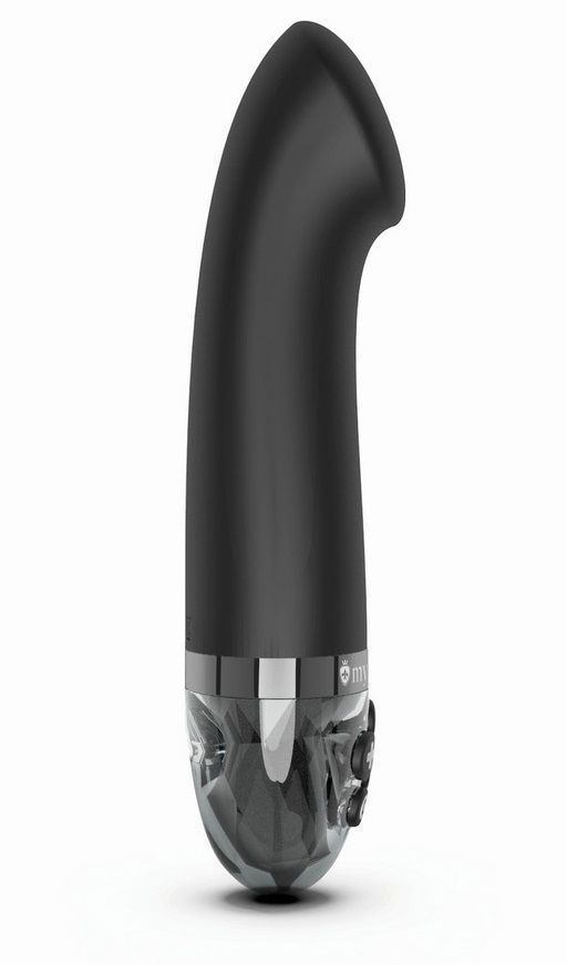 Черный вибратор с функцией электростимуляции Right on Ron - 17 см.