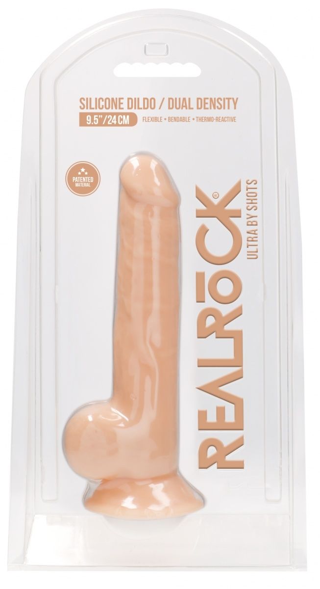 Телесный фаллоимитатор Silicone Dildo With Balls - 24 см.