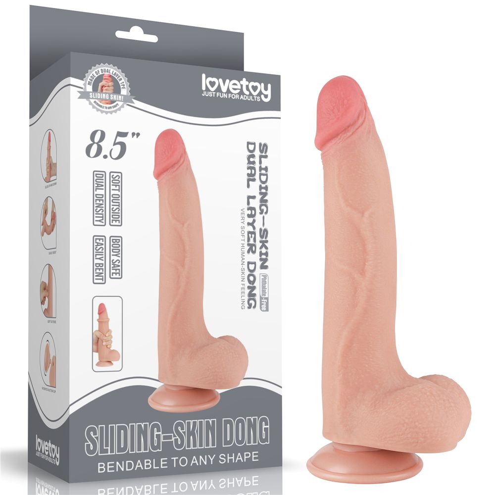 Телесный фаллоимитатор 8.5 Sliding Skin Dual Layer Dong - 20 см.