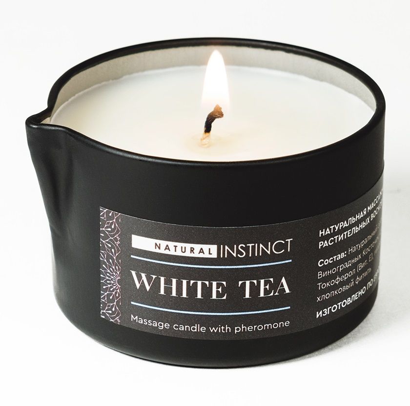 Массажная свеча с феромонами Natural Instinct WHITE TEA - 70 мл.