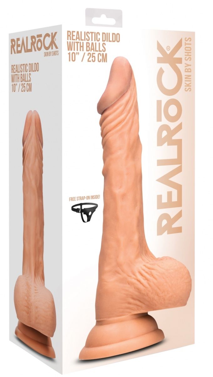 Телесный фаллоимитатор Realistic Dildo With Balls - 25 см.