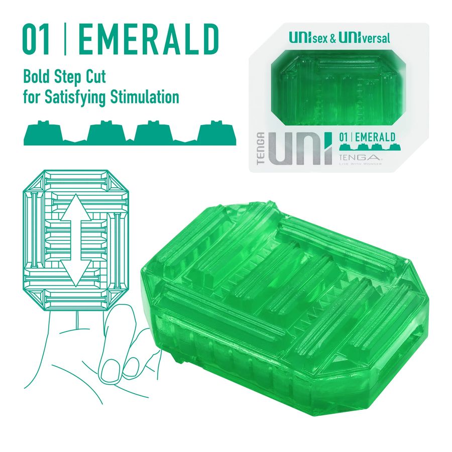 Зеленый мастурбатор-стимулятор Tenga Uni Emerald