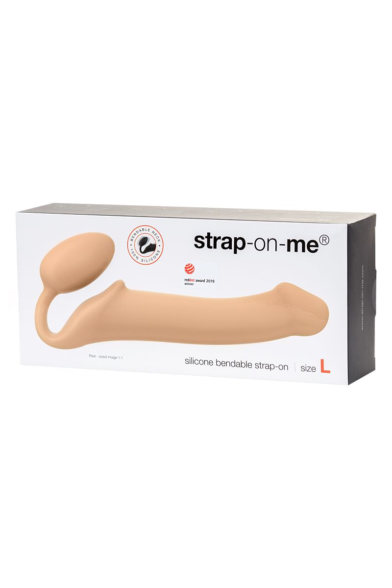 Телесный безремневой страпон Silicone Bendable Strap-On - size L