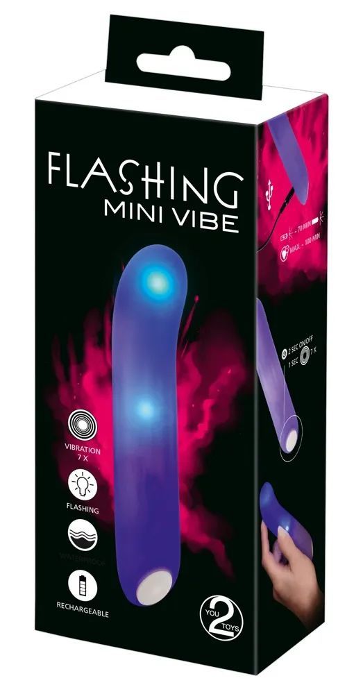 Фиолетовый мини-вибратор Flashing Mini Vibe - 15,2 см.