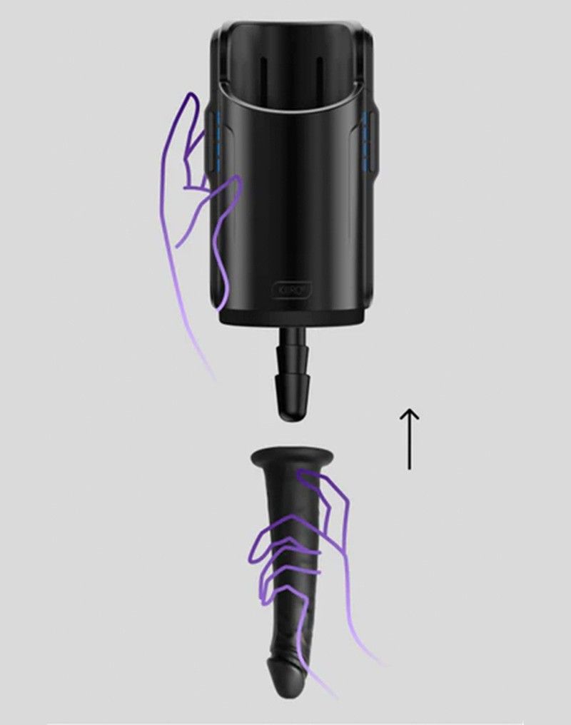 Черный полый фаллоимитатор для KIIROO Keon - 19,1 см.