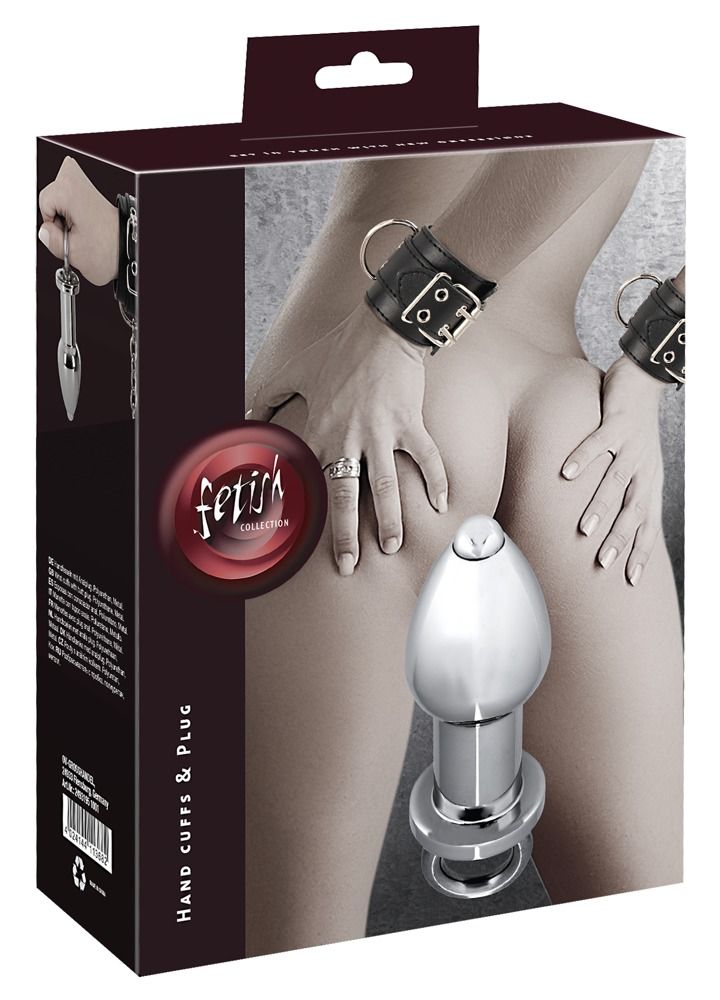 Наручники с анальной пробкой на цепи