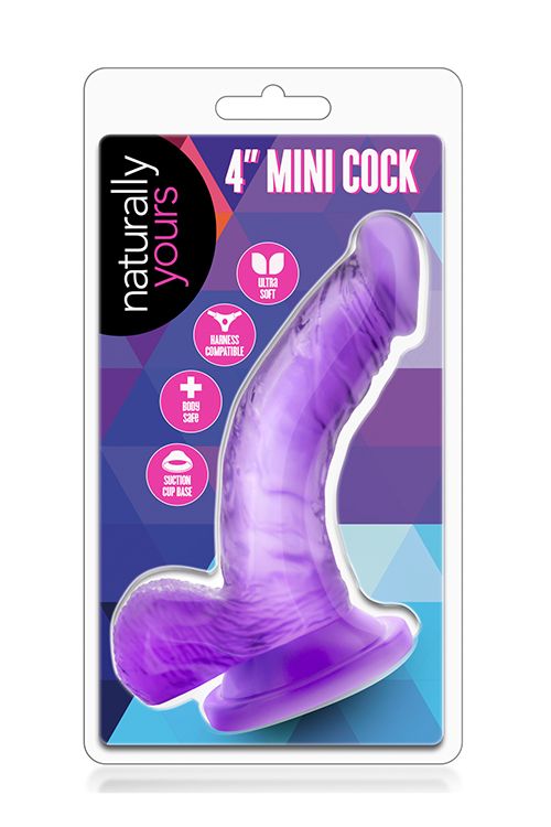 Фиолетовый фаллоимитатор на присоске NATURALLY YOURS 4INCH MINI - 12 см.