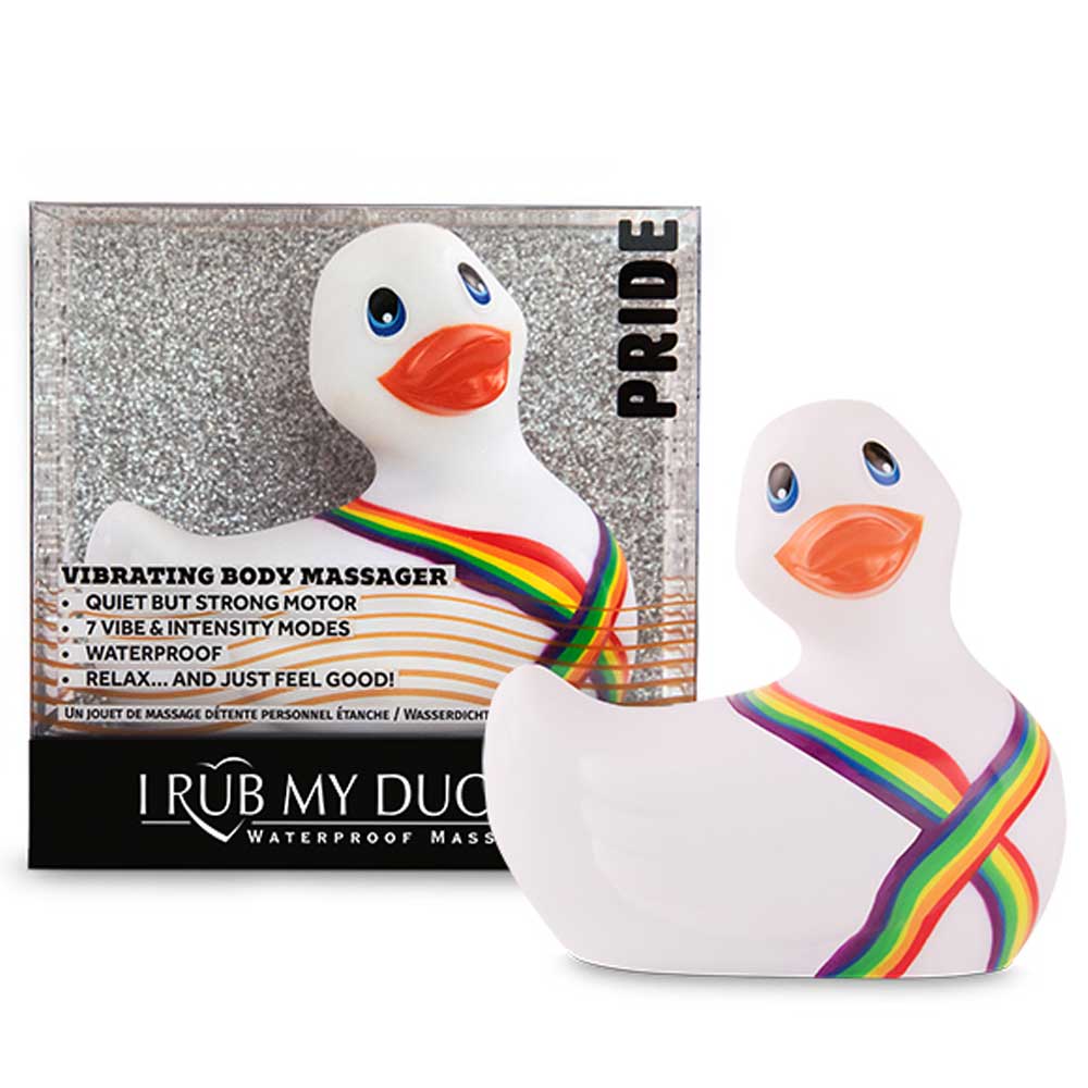 Белый вибратор-уточка I Rub My Duckie 2.0 Pride