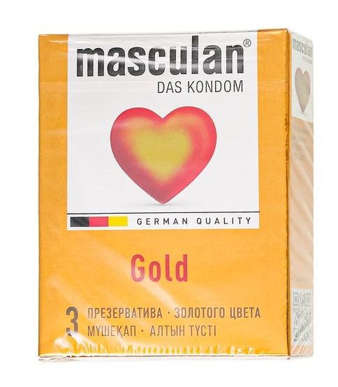 Презервативы Masculan Gold с ароматом ванили - 3 шт.