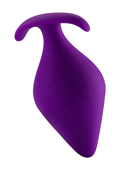 Фиолетовая анальная пробка Butt Plug with Handle Large - 13,1 см.