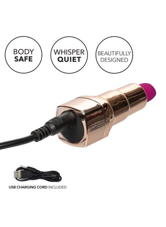 Золотистый вибратор-помада с пурпурным мягким кончиком Hide   Play Rechargeable Lipstick