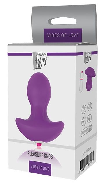 Фиолетовая вибропробка PLEASURE KNOB - 6,5 см.
