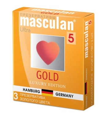 Презервативы Masculan Gold с ароматом ванили - 3 шт.