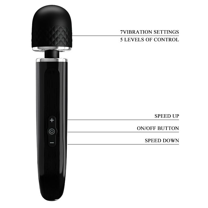 Черный вибратор-жезл Charming Massager Plus - 29 см.