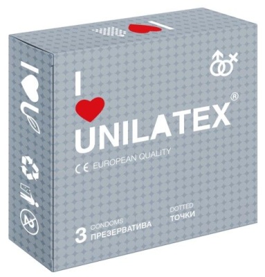 Презервативы с точками Unilatex Dotted - 3 шт.