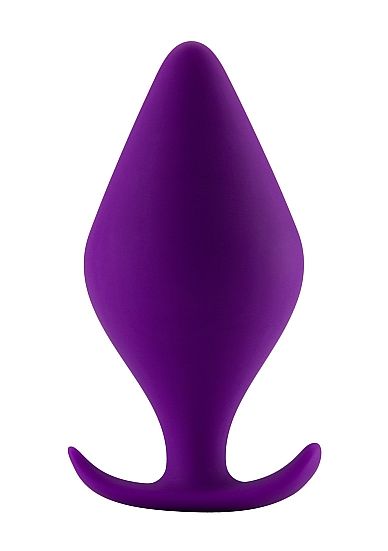 Фиолетовая анальная пробка Butt Plug with Handle Large - 13,1 см.