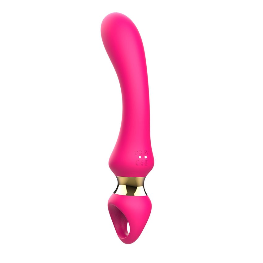 Розовый изогнутый вибромассажер Moon Vibrator - 21,1 см.