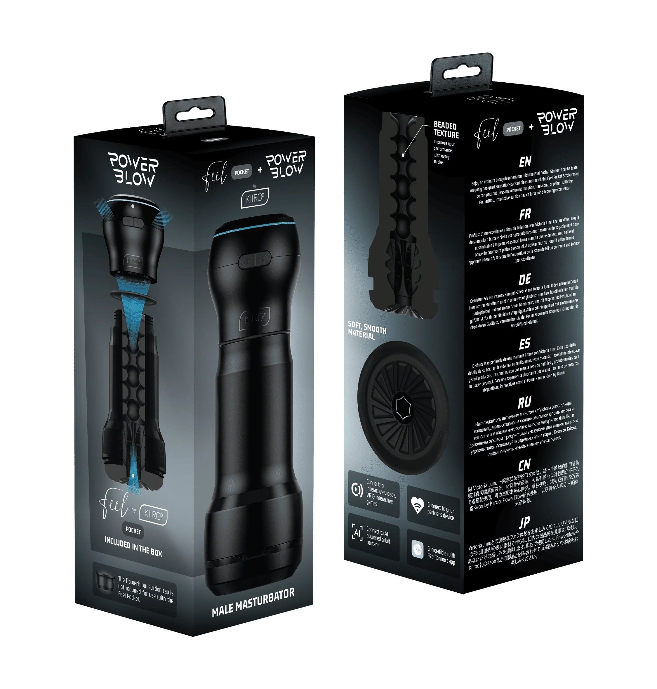 Ченый мастурбатор с интерактивная насадкой PowerBlow   Feel Pocket Stroker