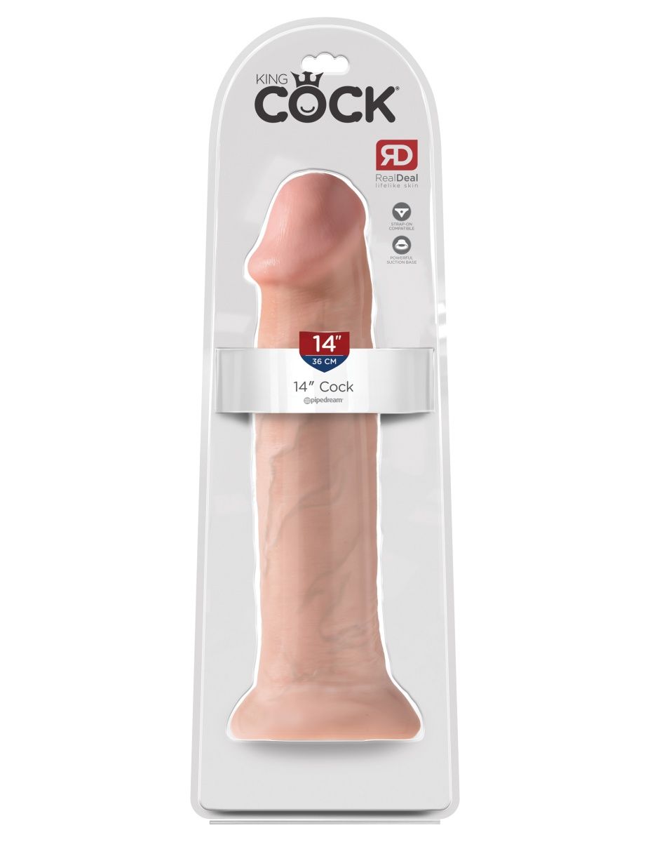 Телесный фаллоимитатор-гигант на присоске 14  Cock - 36 см.