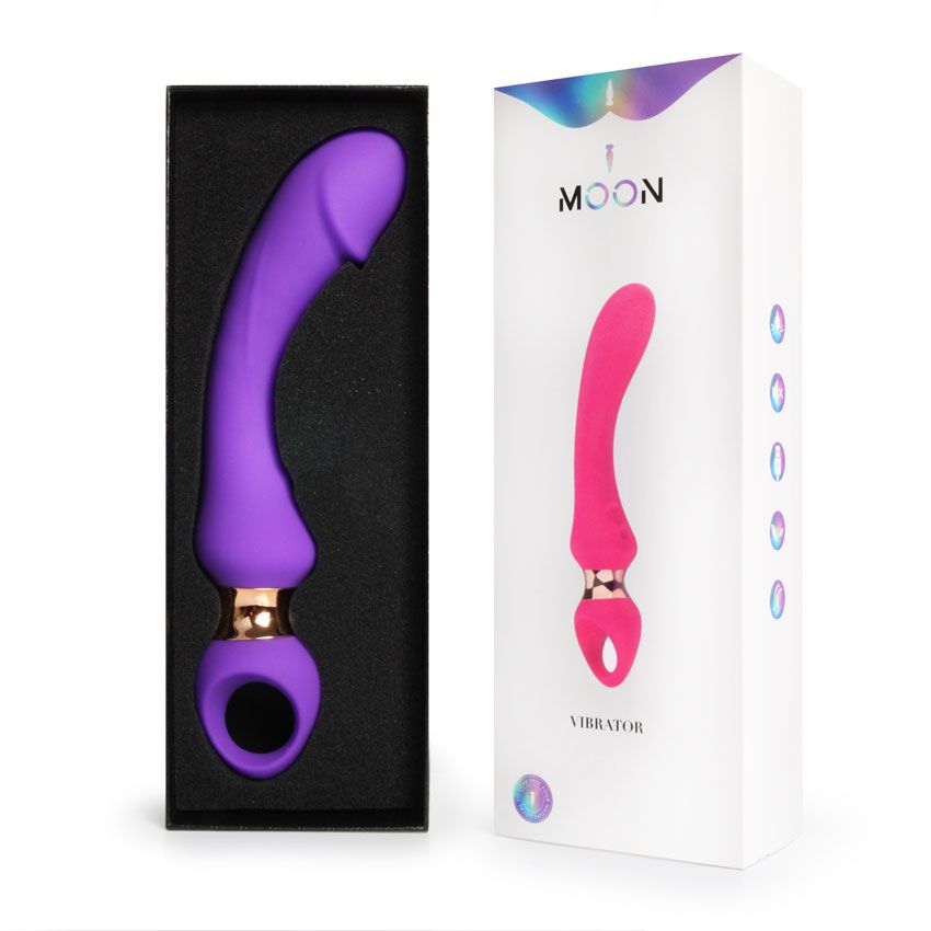 Фиолетовый изогнутый вибромассажер Moon Vibrator - 21,1 см.