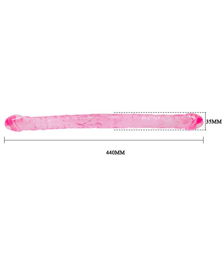 Двухголовый розовый фаллоимитатор - 44,5 см.