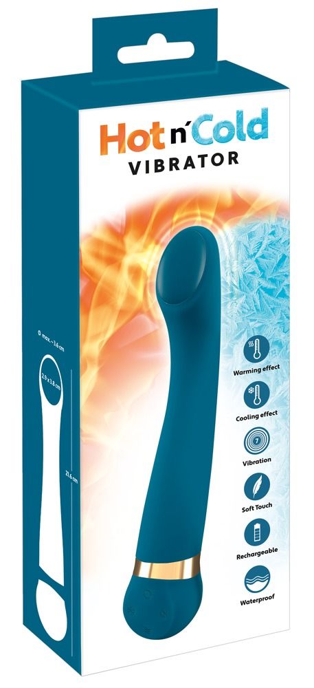 Бирюзовый вибромассажер с температурными режимами Hot n Cold Vibrator - 21,6 см.