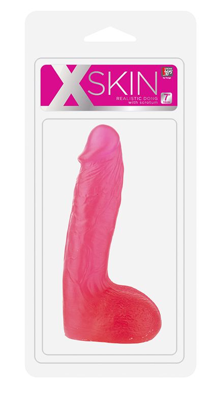 Розовый фаллоимитатор XSKIN 7 PVC DONG - 18 см.