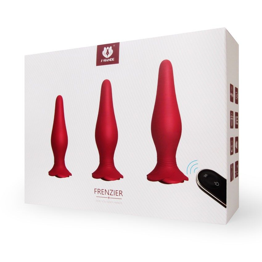 Набор Frenzier из 3 анальных пробок и вибропули с пультом ДУ