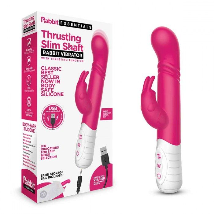 Розовый массажер для G-точки Slim Shaft thrusting G-spot Rabbit - 23 см.