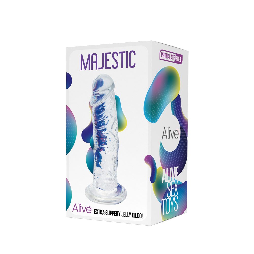 Прозрачный фаллоимитатор на присоске Majestic Jelly Dildo - 14,7 см.