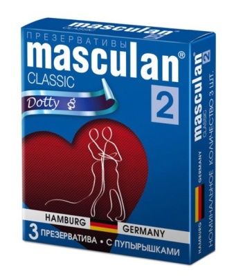 Презервативы Masculan Classic 2 Dotty с пупырышками - 3 шт.