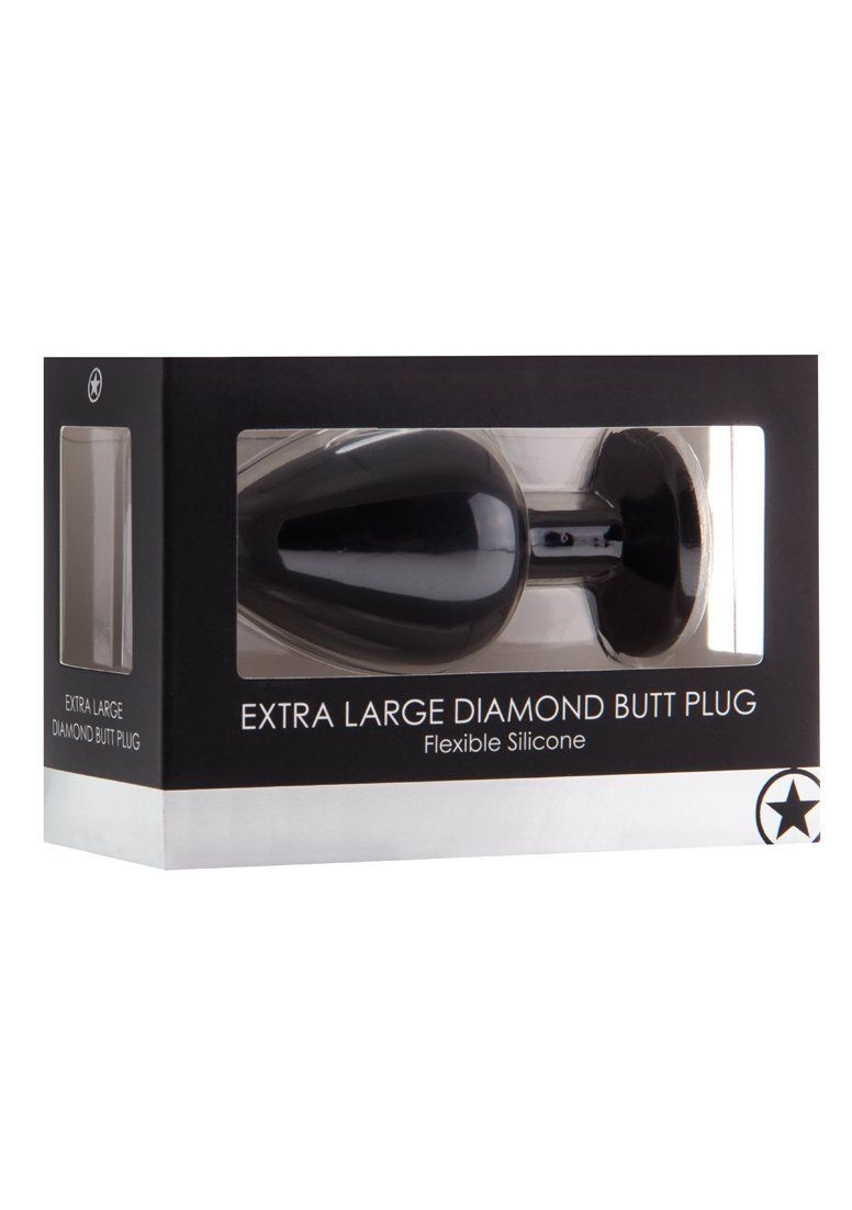 Чёрная анальная пробка Extra Large Diamond Butt Plug - 9,3 см.