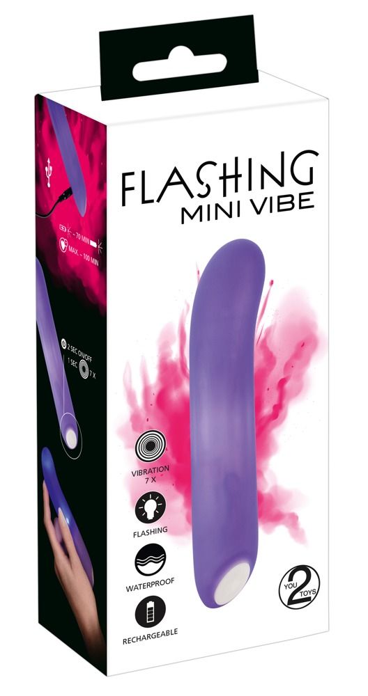 Фиолетовый мини-вибратор Flashing Mini Vibe - 15,2 см.