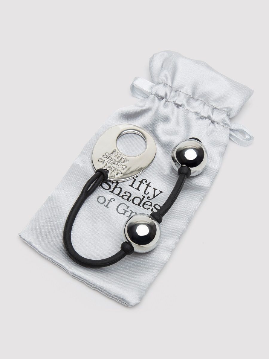 Серебристые шарики Inner Goddess Mini Silver Pleasure Balls 85g на черном силиконовом шнурке