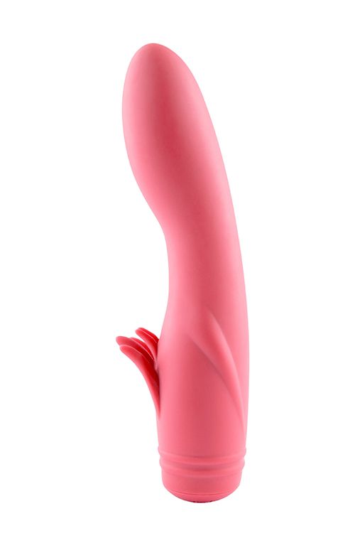 Розовый вибратор с усиками ULTI CLIMAX RECHARGEABLE VIBRATOR - 17 см.