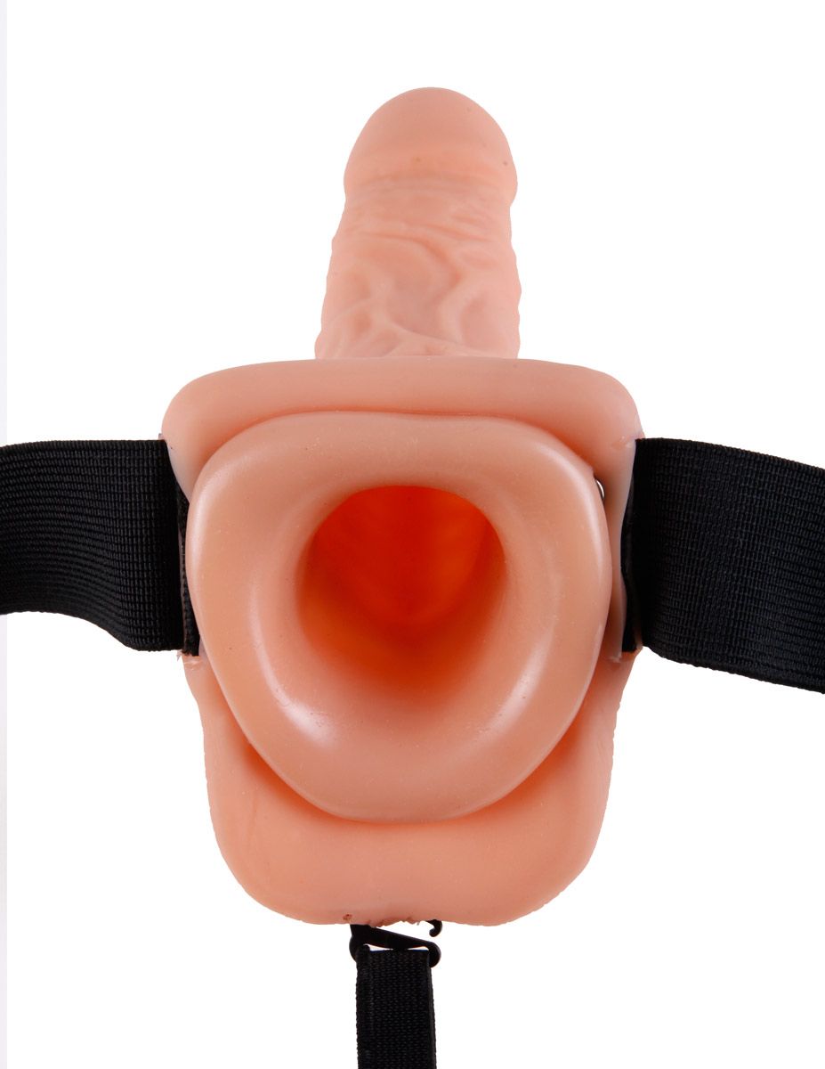 Полый страпон с креплением Vibrating Hollow Strap-On with Balls - 18,9 см.