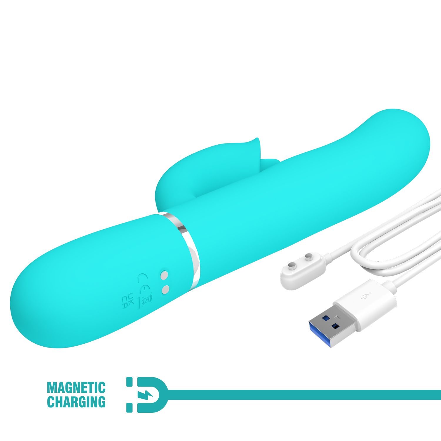 Аквамариновый вибратор-кролик с пульсацией Gigi - 22,8 см.