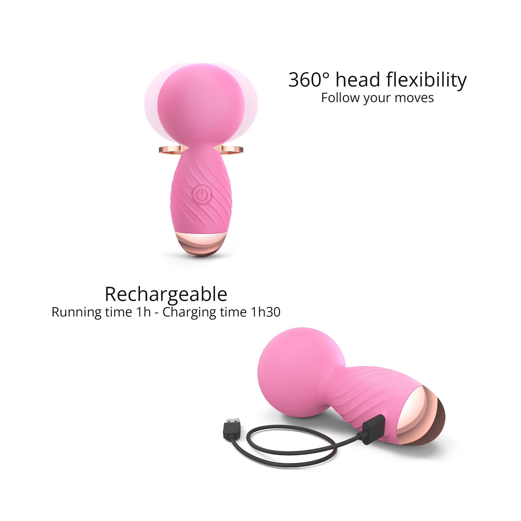 Розовый мини-wand вибратор Itsy Bitsy Mini Wand Vibrator