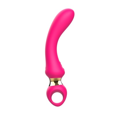 Розовый изогнутый вибромассажер Moon Vibrator - 21,1 см.